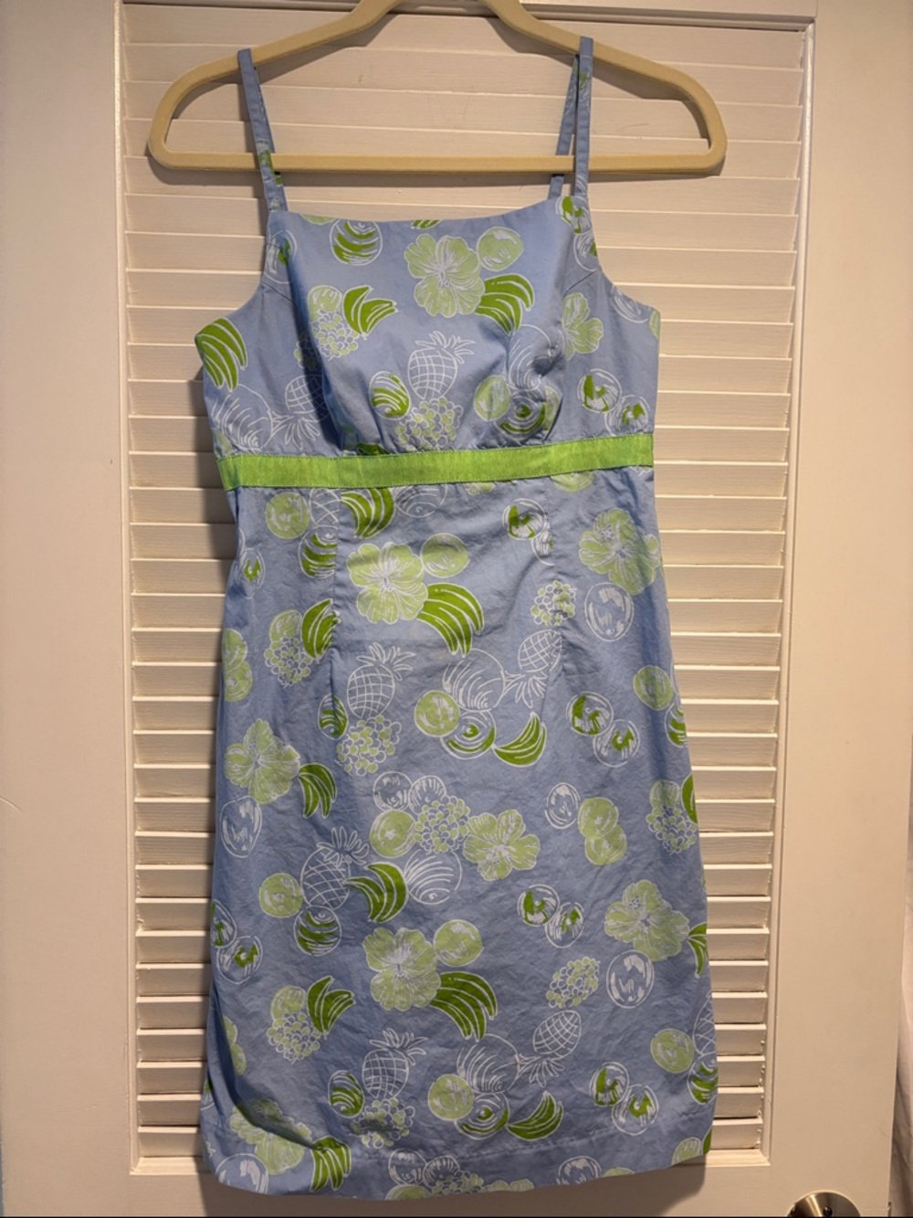 Lilly Pulitzer Size 2 Light Blue Tropical Print Sundress with Green Accents